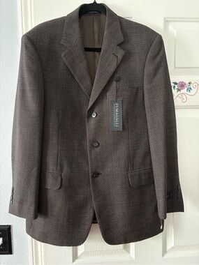Fumagalli Men's Brown Textured  100% Worsted Wool Blazer Size 40SH